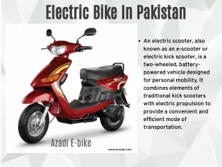 Electric Bike In Pakistan