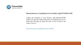 Human Resources Consulting Services In Doha  Fgbs.FUTURE GATE