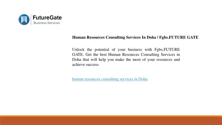 human resources consulting services in doha fgbs