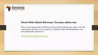 Desert Delta Safaris Botswana  Savanna-safaris.com