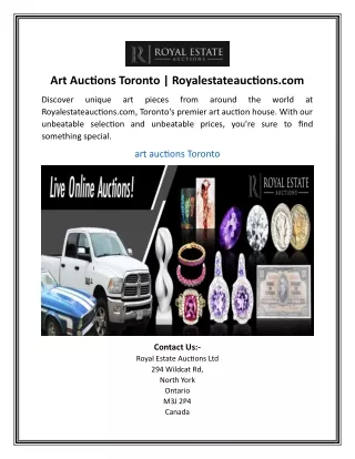 Art Auctions Toronto | Royalestateauctions.com