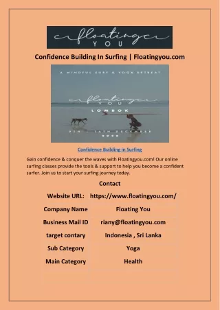 Confidence Building In Surfing | Floatingyou.com