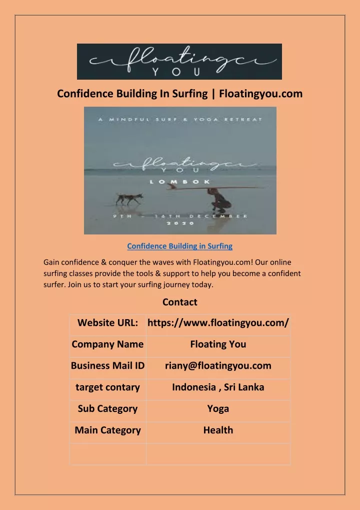 confidence building in surfing floatingyou com