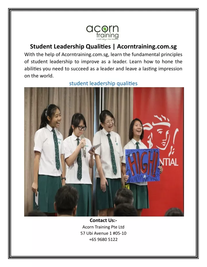student leadership qualities acorntraining