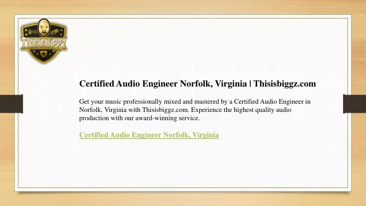 certified audio engineer norfolk virginia