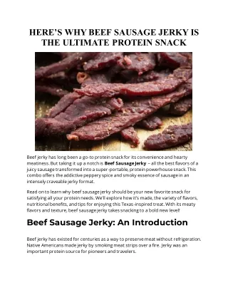 HERES WHY BEEF SAUSAGE JERKY IS THE ULTIMATE PROTEIN SNACK