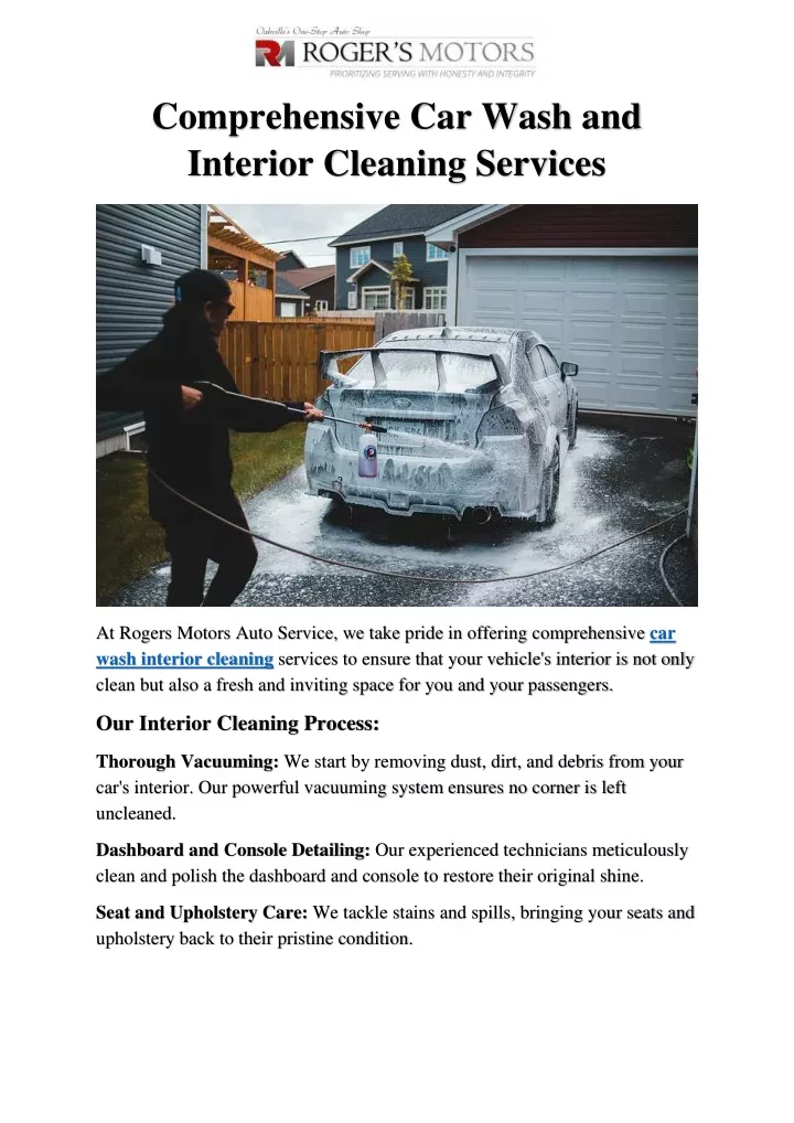 comprehensive car wash and interior cleaning