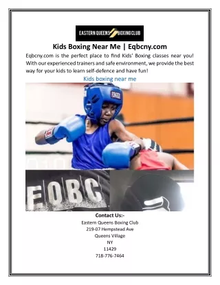 Kids Boxing Near Me | Eqbcny.com