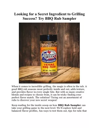 Looking for a Secret Ingredient to Grilling Success Try BBQ Rub Sampler