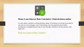 Home Loan Interest Rate Calculator  Emicalculator.online