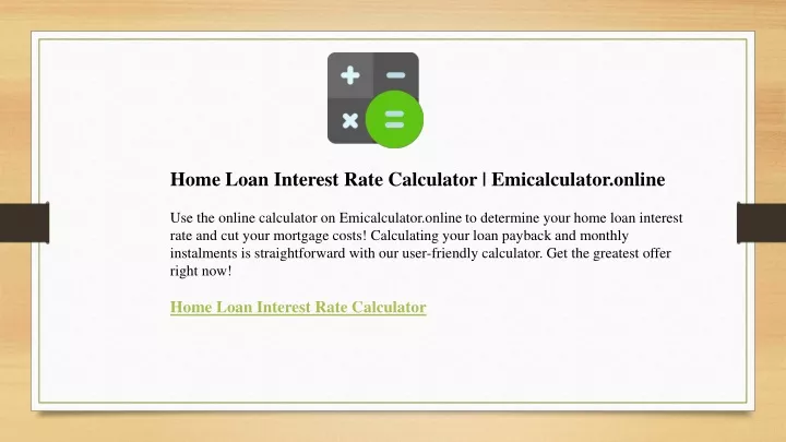 home loan interest rate calculator emicalculator
