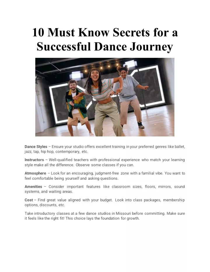 10 must know secrets for a successful dance