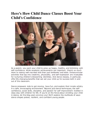 Heres How Child Dance Classes Boost Your Childs Confidence