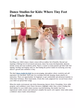 Dance Studios for Kids Where Tiny Feet Find Their Beat