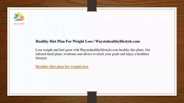 healthy diet plan for weight loss