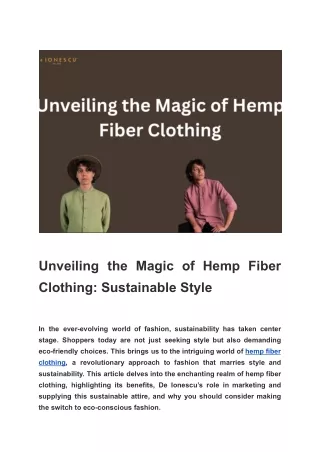 hemp fiber clothing