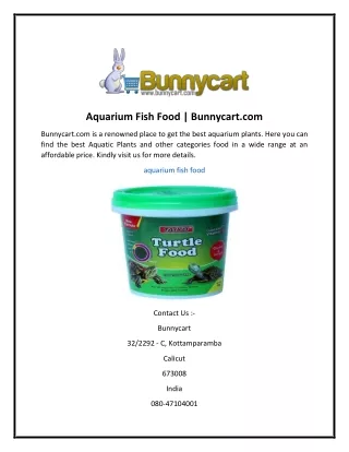 Aquarium Fish Food  Bunnycart.com
