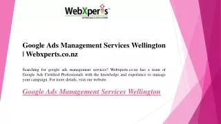 Google Ads Management Services Wellington  Webxperts.co.nz
