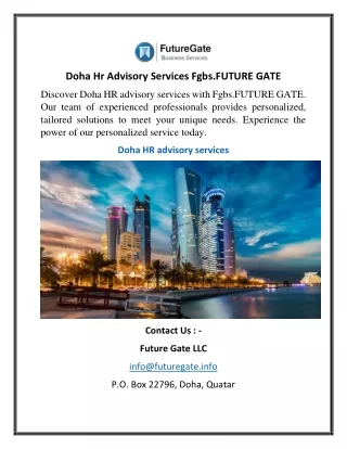 Doha Hr Advisory Services Fgbs.FUTURE GATE