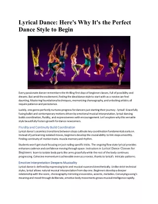Lyrical Dance Heres Why Its the Perfect Dance Style to Begin
