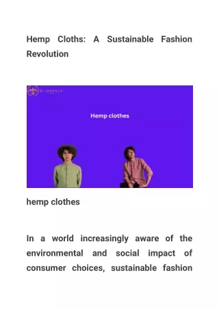 Hemp Cloths_ A Sustainable Fashion Revolution