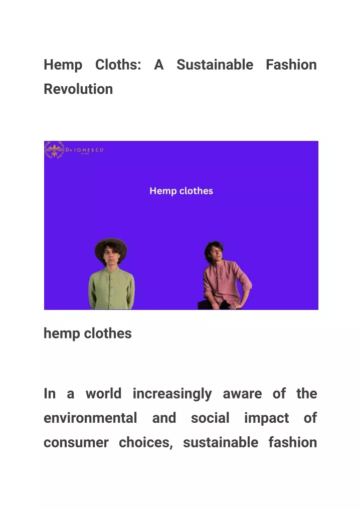 hemp cloths a sustainable fashion