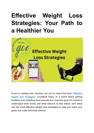Effective Weight Loss Strategies_ Your Path to a Healthier You