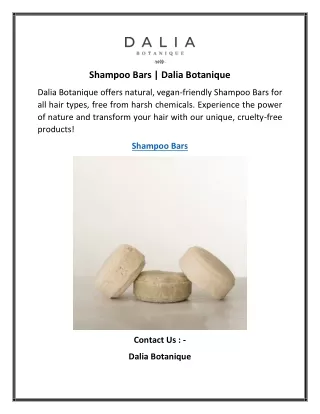 Shampoo Bars Dalia Botanique