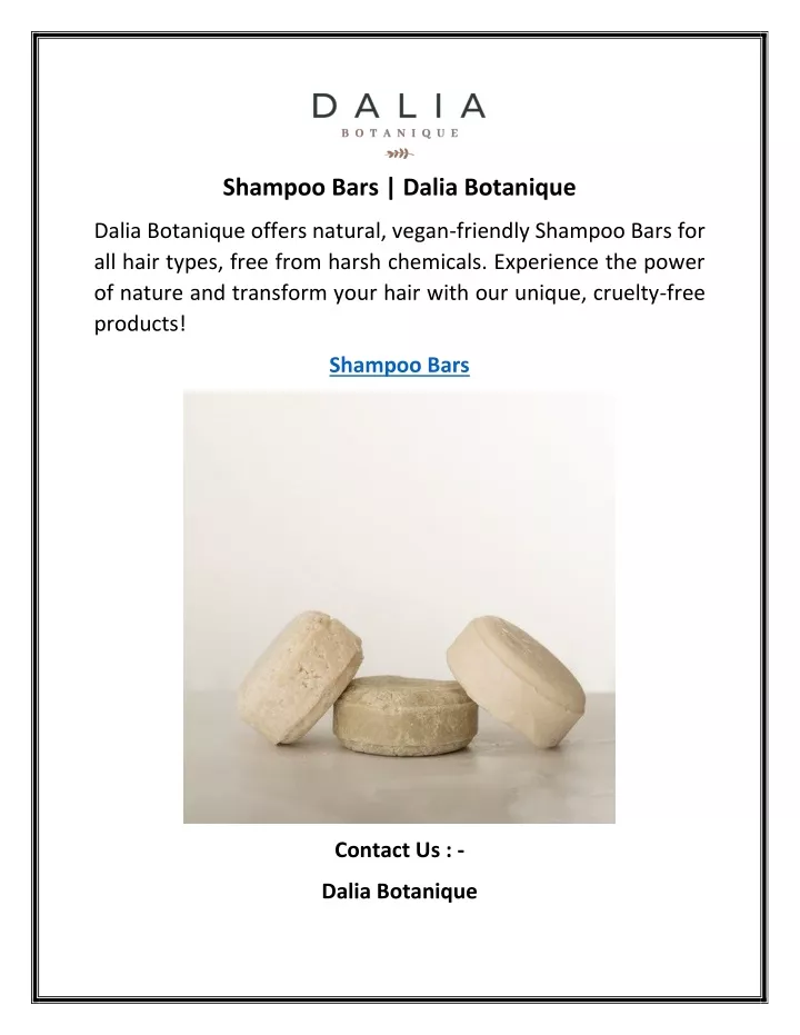 shampoo bars dalia botanique