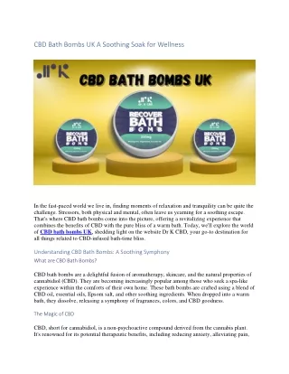 CBD Bath Bombs UK A Soothing Soak for Wellness