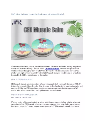 CBD Muscle Balm Unleash the Power of Natural Relief