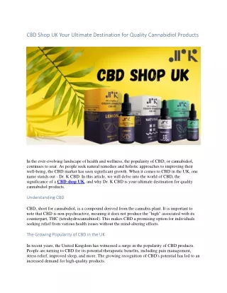 CBD Shop UK Your Ultimate Destination for Quality Cannabidiol Products