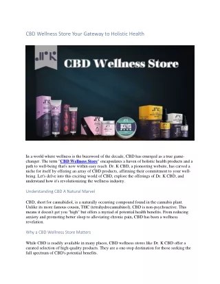 CBD Wellness Store Your Gateway to Holistic Health
