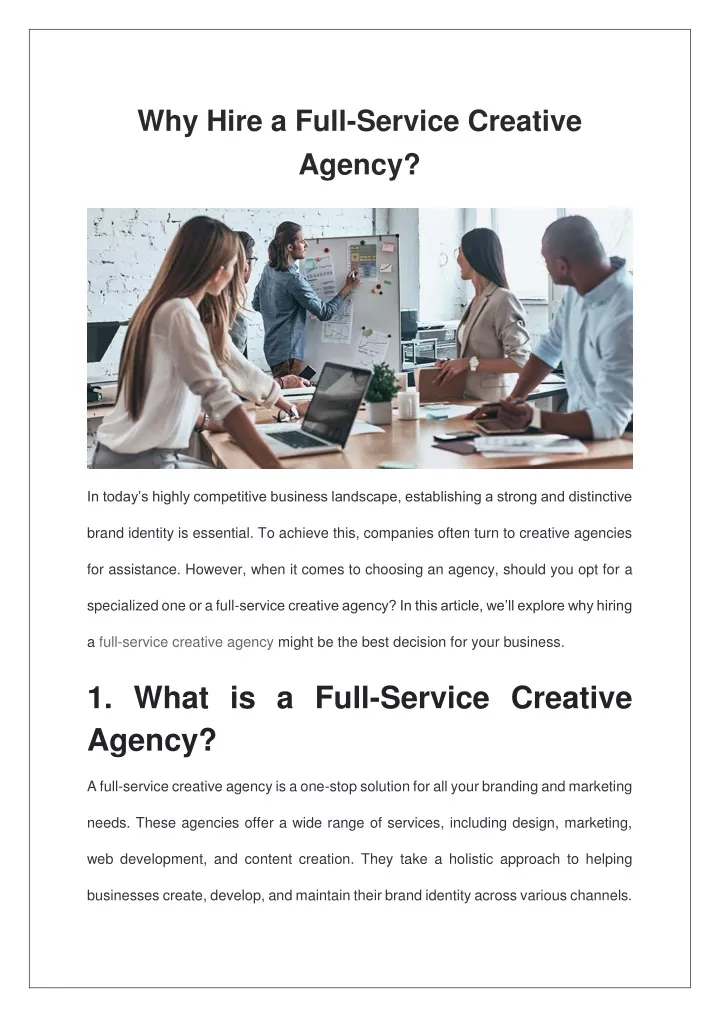 why hire a full service creative agency