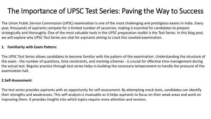 the importance of upsc test series paving the way to success