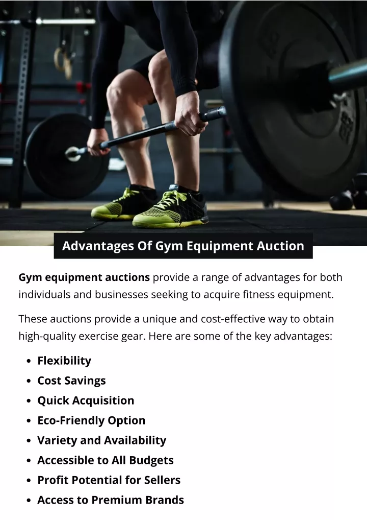 advantages of gym equipment auction