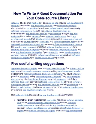 how to write a good documentation for your open