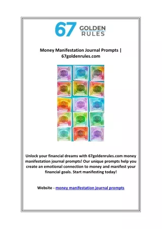 Money Manifestation Journal Prompts | 67goldenrules.com