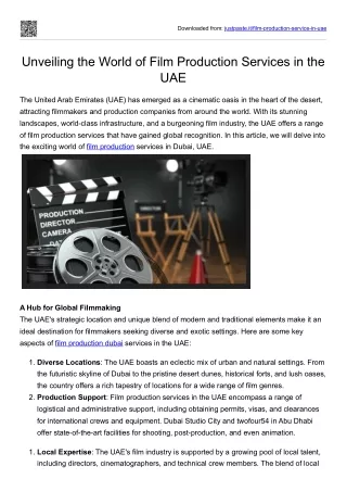 Unveiling the World of Film Production Services in the UAE