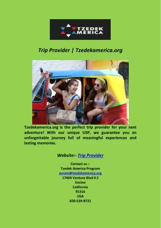 Trip Provider  Tzedekamerica org