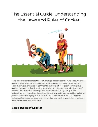 The Essential Guide: Understanding the Laws and Rules of Cricket