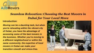 Seamless Relocation Choosing the Best Movers in Dubai for Your Local Move