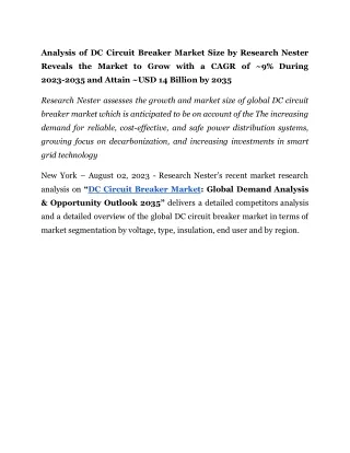 analysis of dc circuit breaker market size