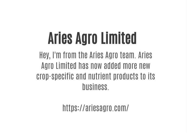 aries agro limited hey i m from the aries agro