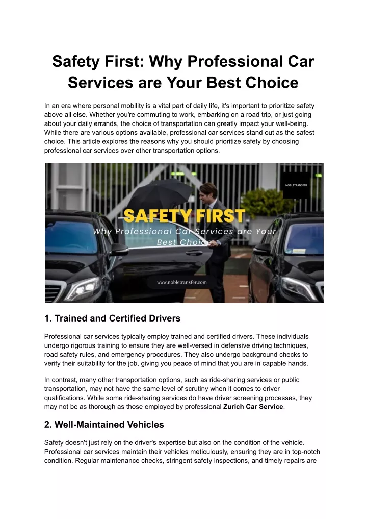 safety first why professional car services