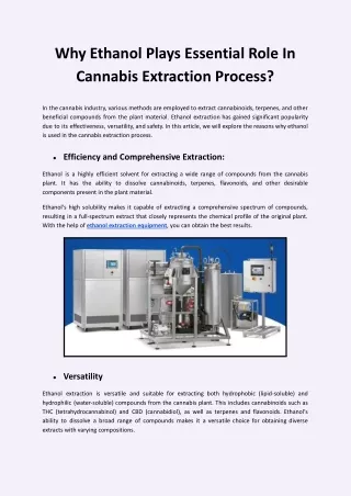 Why Ethanol Plays Essential Role In Cannabis Extraction Process_