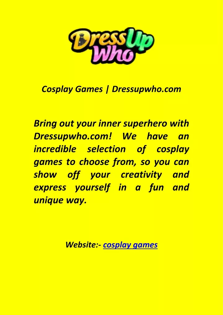 cosplay games dressupwho com