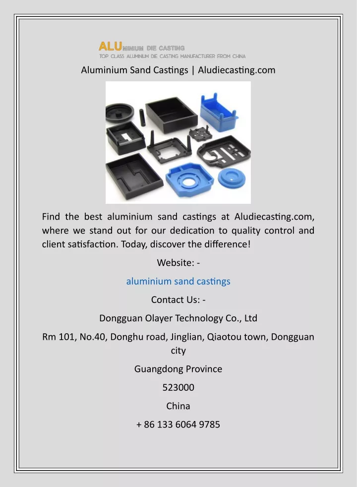 aluminium sand castings aludiecasting com