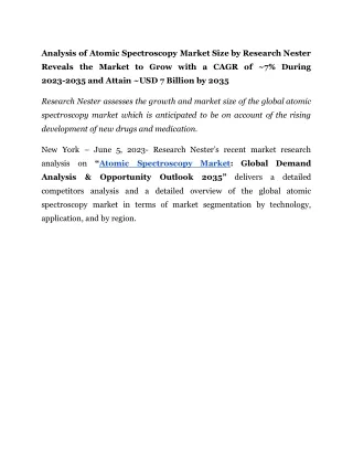 analysis of atomic spectroscopy market size