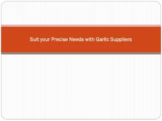 Suit your Precise Needs with Garlic Suppliers